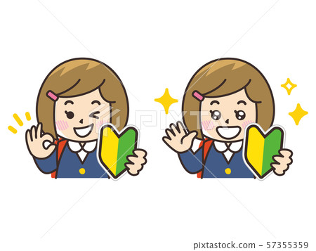 有初學者標記的小學女孩 57355359