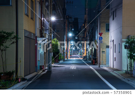 Residential area at night 57358901