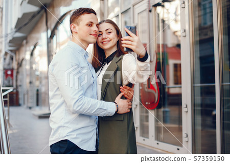 cute couple in a city 57359150