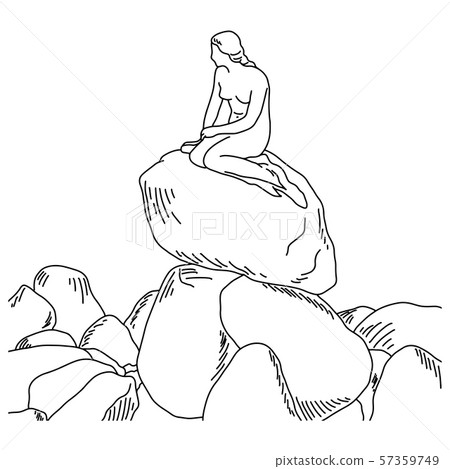 Little Mermaid statue on the rock  in Copenhagen 57359749