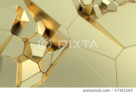 3d render, golden modern shattered wall texture, random clusters digital illustration, abstract 57361265