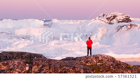 Global warming - Greenland Iceberg landscape of Ilulissat icefjord with icebergs Global warming - Greenland Iceberg landscape of Ilulissat icefjord with icebergs 57361521