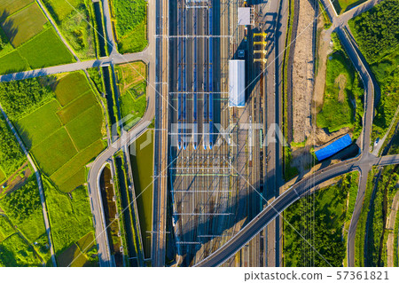 Above view of high speed train maintenance Above view of high speed train maintenance 57361821