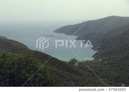 Picturesque view of a fish farm in Aegean sea 57363093