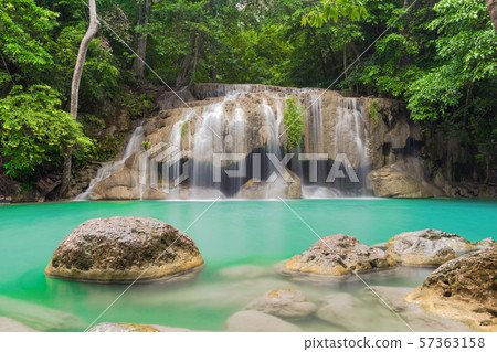 Erawan Waterfall. Nature landscape of Kanchanaburi Erawan Waterfall. Nature landscape of Kanchanaburi 57363158
