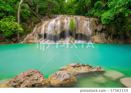 Erawan Waterfall. Nature landscape of Kanchanaburi Erawan Waterfall. Nature landscape of Kanchanaburi 57363159