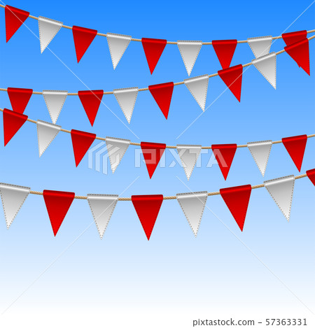 Red and white flags on sky background. 57363331