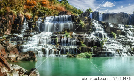 Tropical rainforest landscape with flowing Pongour Tropical rainforest landscape with flowing Pongour 57363476
