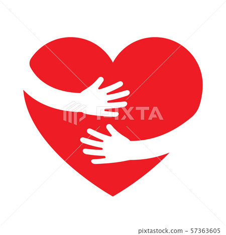 Hands embracing red heart with love Hands embracing red heart with love 57363605