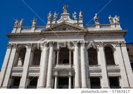Ornate facade of the Archbasilica of Saint John Lateran in Rome Ornate facade of the Archbasilica of Saint John Lateran in Rome 57363817