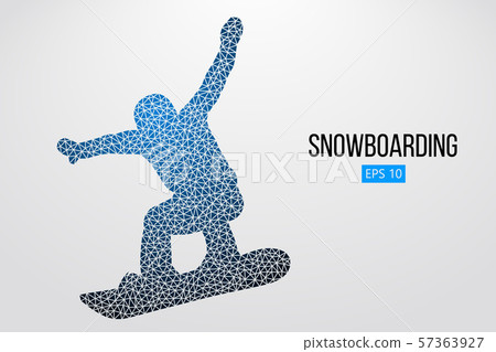 Silhouette of a snowboarder jumping isolated. Vector illustration 57363927