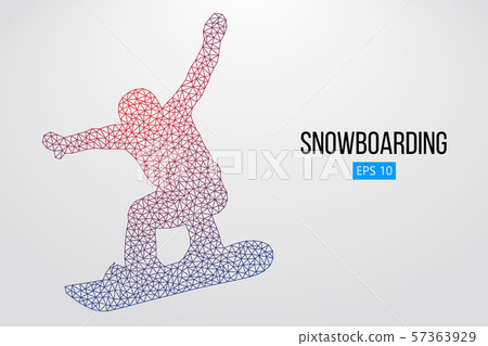 Silhouette of a snowboarder jumping isolated. Vector illustration 57363929