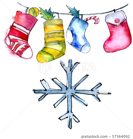Christmas winter holiday symbol in a watercolor style isolated. Aquarelle christmas card for Christmas winter holiday symbol in a watercolor style isolated. Aquarelle christmas card for 57364092