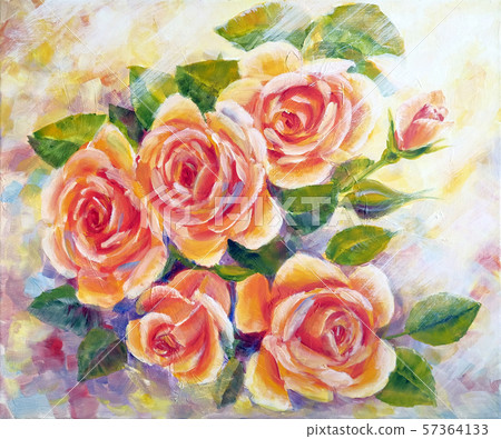 Bush Of Sunny Roses Oil Painting On Canvas Stock Illustration Bush Of Sunny Roses Oil Painting On Canvas Stock Illustration