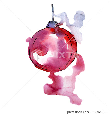 Christmas winter holiday symbol in a watercolor style isolated. Aquarelle christmas card for 57364158