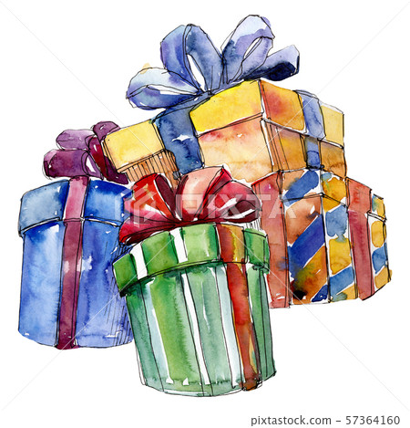 Christmas winter holiday symbol in a watercolor style isolated. Aquarelle christmas card for 57364160