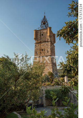Clock tower made of stone on top of the hill in Draguignan Clock tower made of stone on top of the hill in Draguignan 57373134
