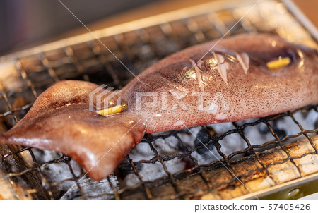 Squid, Bandit_Barbecue, BBQ, bbq, charcoal-grilled, grilled, bincho charcoal, seven wheels, camping, meal, squid grilled 57405426