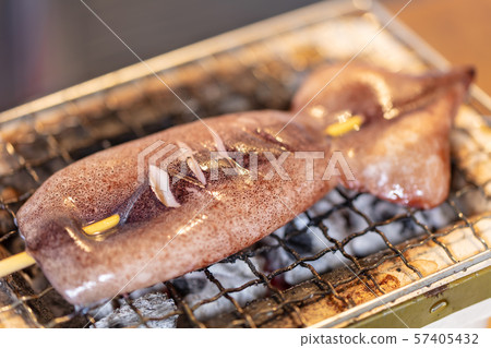 Squid, Bandit_Barbecue, BBQ, bbq, charcoal-grilled, grilled, bincho charcoal, seven wheels, camping, meal, squid grilled 57405432