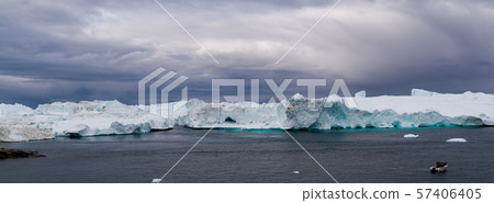 Global warming - Greenland Iceberg landscape of Ilulissat icefjord with icebergs 57406405