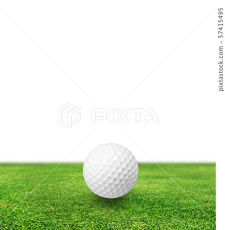 Golf ball on grass and white background Golf ball on grass and white background 57415495