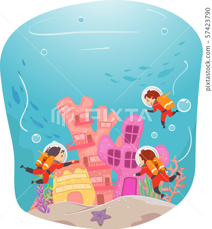 Stickman Kids Explore Underwater Buildings Stickman Kids Explore Underwater Buildings 57423790