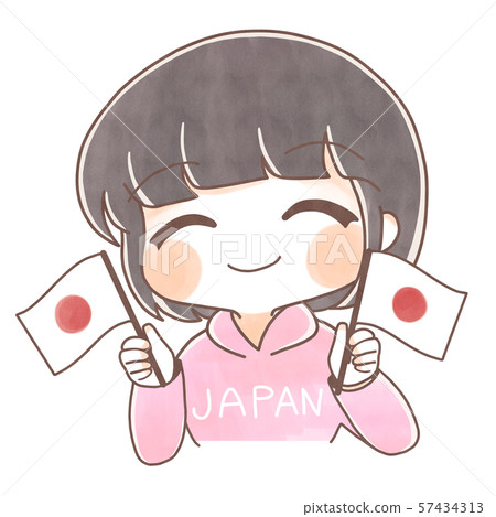 Hand-drawn style / people who support Japan 57434313