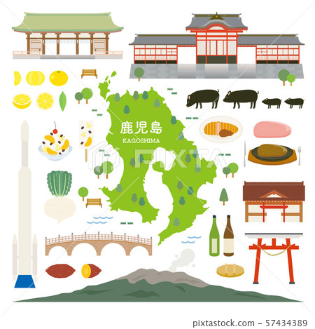 Kagoshima Prefecture special product sightseeing illustration set Kagoshima Prefecture special product sightseeing illustration set 57434389