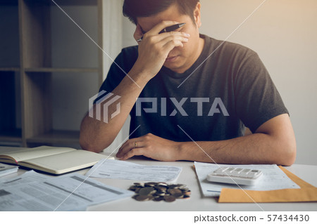 Asian men are stressed about financial problems, Asian men are stressed about financial problems, 57434430