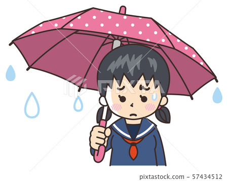 有傘的沮喪的中間和高中女孩 有傘的沮喪的中間和高中女孩 57434512