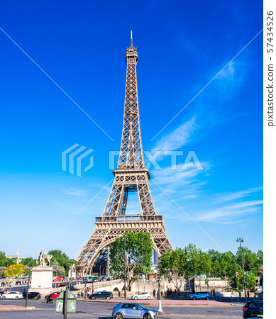 世界遺產巴黎塞納河埃菲爾鐵塔垂直位置 57434526