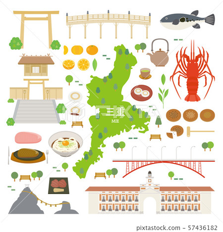 Mie Prefecture special product sightseeing illustration set 57436182
