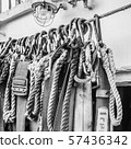 Safety belts on a sailboat, close-up. Black and 57436342