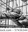 Mast historic sailing ship, close-up 57436344