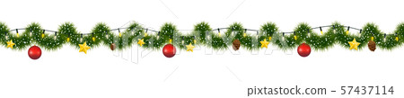 Christmas garland of mistletoe tinsel with festive Christmas garland of mistletoe tinsel with festive 57437114