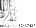 An old couple walking in the park 57437427
