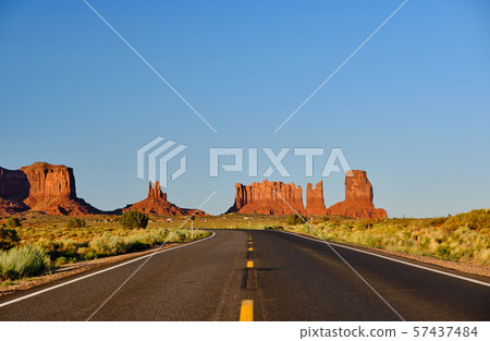 Empty scenic highway in Monument Valley 57437484