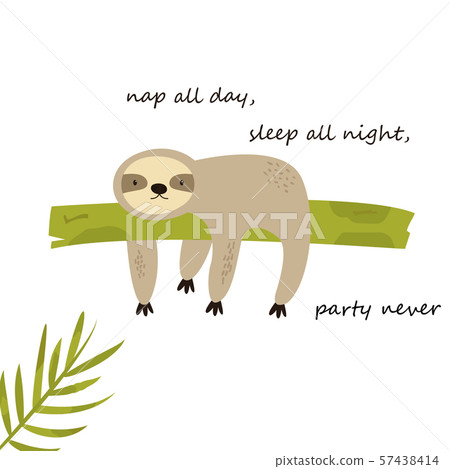 Funny sloth napping on a tree. Funny illustration Funny sloth napping on a tree. Funny illustration 57438414