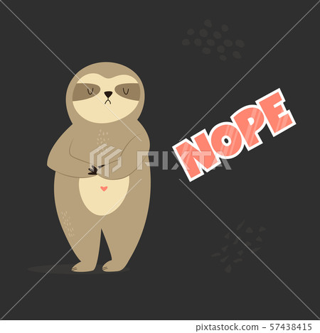 Funny cute sloth saying nope. Vector illustration. 57438415