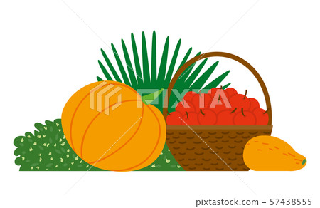 Harvest Apples, Pumpkin and Melon, Festival Vector Harvest Apples, Pumpkin and Melon, Festival Vector 57438555
