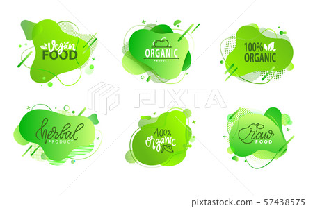 Natural Product, Vegan Food, Sticker Set Vector Natural Product, Vegan Food, Sticker Set Vector 57438575