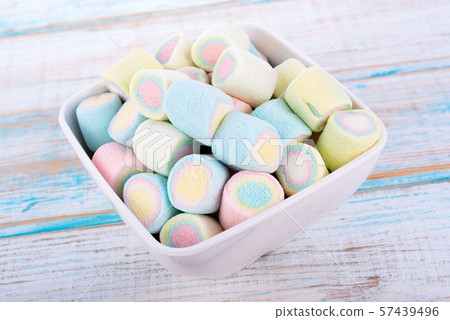 marshmallows on wooden background marshmallows on wooden background 57439496