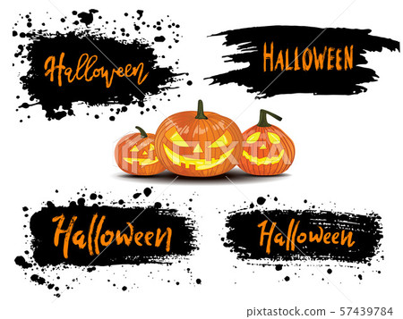 Happy Halloween vector lettering on black splash background. Hol Happy Halloween vector lettering on black splash background. Hol 57439784
