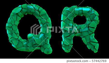 Letter set Q, R made of 3d render plastic... - Stock Illustration ...