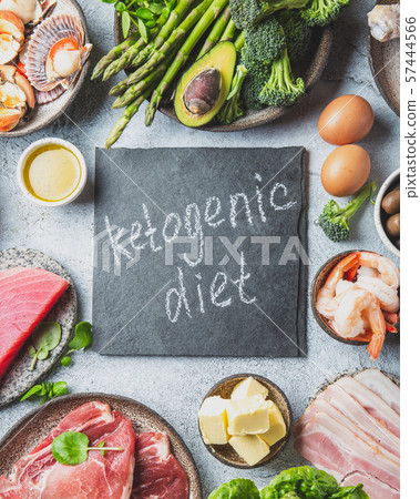 KETOGENIC DIET CONCEPT. Healthy low carb product background. Top view  57444566