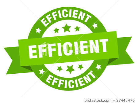 efficient ribbon. efficient round green sign. 57445476