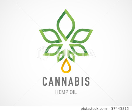 Cannabis leaf, medical marijuana, CBD oil, symbol and logo. Vector design 57445815