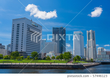 Yokohama Minato Mirai landscape watercolor style 57446123