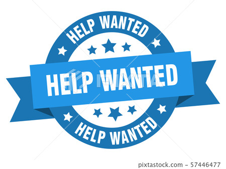 Help Wanted Blue Lettering help wanted ribbon. help wanted round blue sign. - Stock Illustration ...