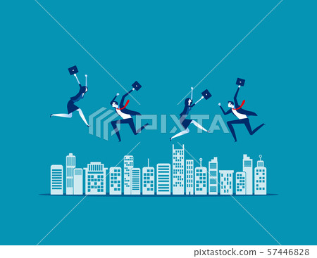 People jumping. Concept business vector, City, 57446828